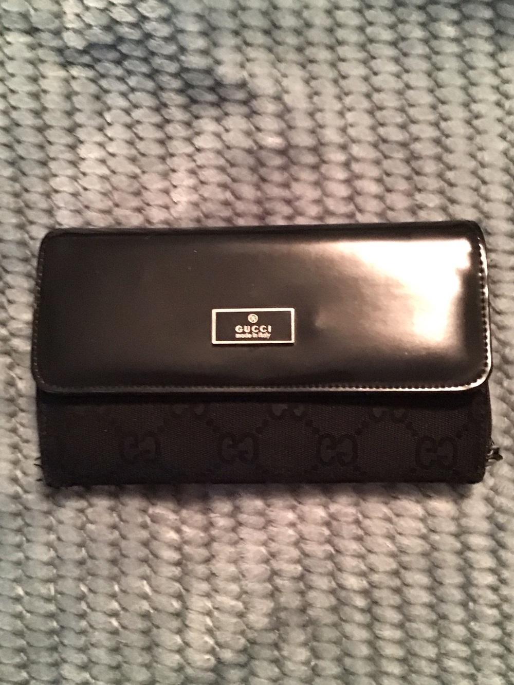 Women’s Black Patent & Monogram Continental Wallet (B)